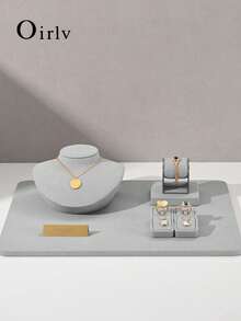 Oirlv 1 件套时尚灰色珠宝展示架，适用于商店橱窗展示项链、胸像、手表、戒指、耳环、手镯等装饰摆件 - 灰色 - 查看 6