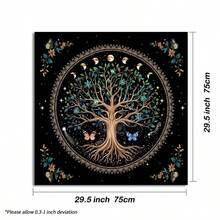 1pc Enchanting Tree Of Life Tarot Tablecloth With Tarot Bag - Vibrant Polyester Altar Mat With Celestial & Floral Design For Tarot Reading, Witchcraft & Astrology, Tarot Tablecloth Boho Playmat Cloth Home Decor - White - View 13