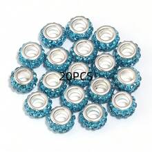 20pcs European Style Rhinestone Beads, Large Hole Shiny Pendant Beads, Round Beads, Spacer Beads, Suitable For Necklace, Earrings, Bracelet And Other Crafts (White) DIY Bracelet Jewelry Necklace Accessories - Large Diamond-set Hole - View 14
