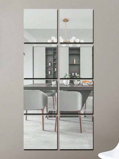 2/4/8 pezzi Adesivi da parete a specchio da 40cm*40cm o 20cm*20cm o 30cm*30cm o 30cm*34cm, specchio a figura intera per casa, specchio a figura intera per camera da letto, specchio morbido autoadesivo, in acrilico, durevole e non fragile