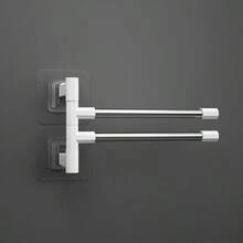 1pc Stainless Steel Towel Rack, Foldable Rotating Bathroom Storage Hanger