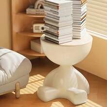 Modern Bear-Shaped Plastic Nightstand, Multifunctional, Easy Assembly, Sleek Design, Bedroom & Living Room Storage, Playful Bear Shape - 白色 - 查看 5