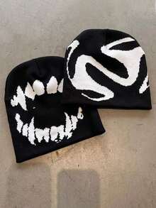 趣味美式针织帽，街头嘻哈保暖针织帽，秋冬保暖配饰 - 彩色 - 查看 1