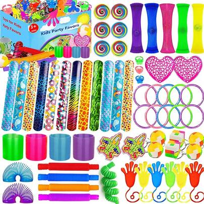 63PCS Party Favors Goodie Bags Stuffers, Fidgets Set Stocking Stuffers Classroom Bulk, Treasure Box Carnival Prizes Gifts, Pinata Bags Filler Adults Birthday Party Supplies