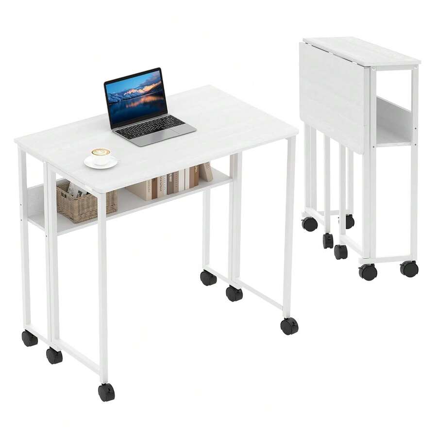 Roller Computer Table - White - View 1