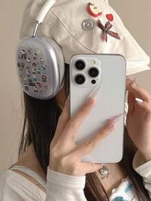 Sanrio 1 par de Funda protectora de silicona para auriculares compatibles con la serie KT Cat de Apple Max, con diseño de patrón de corazón de niña de dibujos animados, funda protectora de auriculares Bluetooth, carcasa suave transparente (auriculares no incluidos) - transparente - Ver 6