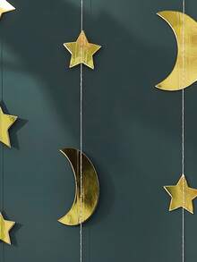 金色闪光纸质星星和月亮装饰品，适用于家居、派对或节日庆典，伊斯兰风格家居装饰，节日礼物，个性化周年纪念装饰，送给家人和朋友的完美礼物，母亲节礼物，父亲节礼物，周年纪念礼物，毕业礼物，结婚礼物，乔迁礼物，适用于餐厅、客厅、卧室、办公室、茶室、家庭、学校等场所。 - 查看 3