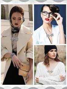 5pcs Vintage Collar, Brooch, Shawl Clip, Cardigan Clip, Poncho Clip Set - Silver - View 4
