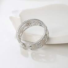 Anillo de Trébol de Cuatro Hojas Hueco, Zirconia Cúbica Brillante, Chapado en Oro/Plata, Ajustable y Retro - Ideal para Regalos de Cumpleaños y Aniversario - Oro - Ver 5