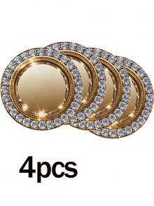6 peças/4 peças Sousplats Círculo de Diamante Dourado, Sousplats Redondos Planos com Padrão de Diamante Dourado, Porta-copos Resistentes ao Calor e Antiderrapantes, Adequados para Uso Diário, Festas, Casamentos, Ação de Graças, Cozinha, Sala de Jantar, Decoração Outonal para o Lar