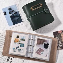 Retro PU Leather Faux Leather Pocket Album, 3-Inch Mini Photo Album, Portable Mini Instant Camera Album, Loose-Leaf Three-Ring Binder, Cards, Collectible Cards Album, Christmas Gift - Multicolor - View 3
