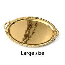带把手的奢华金色椭圆形托盘，派对装饰及盛菜盘，聚会祈福仪式餐具，化妆品及珠宝收纳托盘（3种尺寸可选） - 彩色 - 查看 13