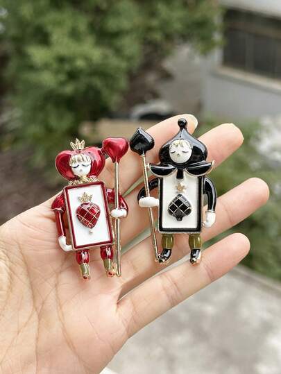 1 pieza Broche en forma de soldado creativo y lindo para hombres, en forma de corazón y pica, accesorio decorativo de muñeco de dibujos animados para bolso, regalo para San Valentín, mamá, madre, Día de la Madre