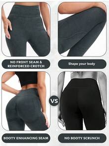 2条装高腰收腹弹力瑜伽裤，速干健身运动裤，女士运动服 - 彩色 - 查看 6