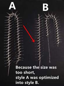 1pc Fashionable Street Style Punk Spike Fishbone Rivet Long Necklace, Suitable For Casual And Streetwear Outfits - Multicolor - View 2