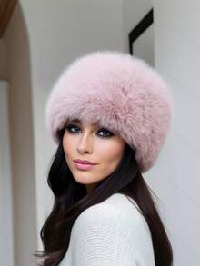 女士保暖滑雪帽毛绒渔夫帽蒙古帽护耳冬季帽子加厚防风圆顶豪华毛绒渔夫帽 - 彩色 - 查看 3