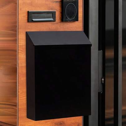 1个复古风格壁挂式邮箱，带锁 - 耐用铁质，易于安装，大容量，适用于家庭、办公室和社区，可安装在室外墙壁上