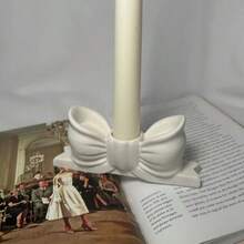 DIY树脂模具，蝴蝶结形蜡烛底座石膏模具，硅胶模具，适用于家居装饰、礼品、手工艺品，环氧树脂浇铸硅胶模具 - 白色 - 查看 5