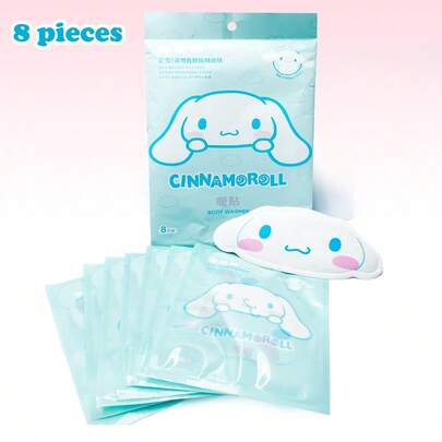Miniso Sanrio Cinnamoroll 8-Piece Warm Patch , Cloth-Friendly Glue, Compact Edge, Portable Heat For Outdoor/Office Use
