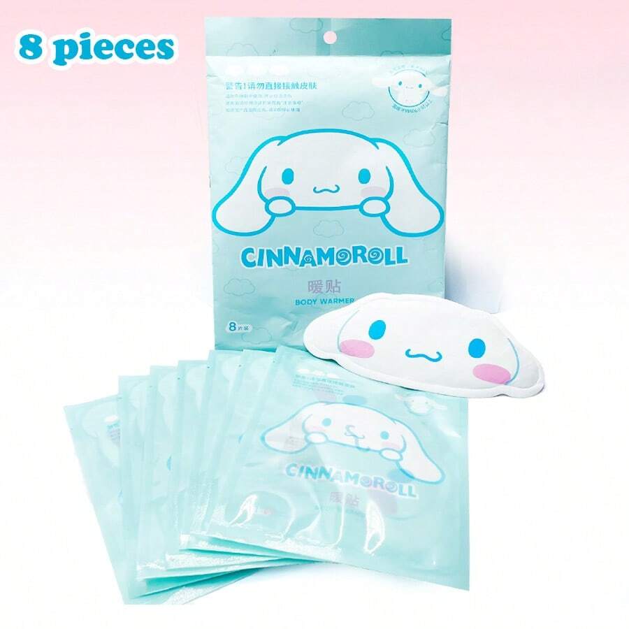 Miniso Miếng dán giữ ấm Sanrio Cinnamoroll 8 miếng, keo dán vải, viền nhỏ gọn, nhiệt di động dùng ngoài trời/văn phòng - Màu xanh nhạt - Xem 1
