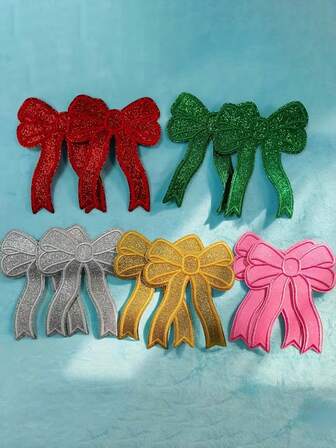 1/5/10pcs. Different Color Bow Tie Fabric Stickers, Slit Bows Placed Under The Clothes, Green Bow Tie Fabric Stickers, DIY Fabric Stickers For Clothing.