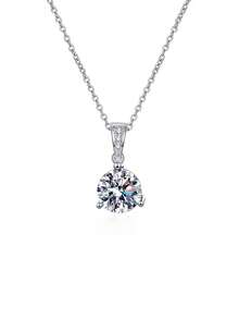 1pc Luxury 925 Sterling Silver 1 Carat 6.5mm Moissanite Necklace, Suitable For Women's Daily Wear, Party, Vacation, Valentine's Day, Mother's Day, Wedding Anniversary, Birthday, New Year Gift - XL0014M - View 7
