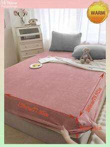 1pc Solid Color Crystal Velvet Fitted Sheet, Bedding, Mattress Protector, Bed Cover, Fitted Sheet, Comfortable Warm Home Textile, Anti-Pilling, Soft Skin-Friendly For Boys Girls Student Dorm Bedding, Machine Washable - Multicolor - View 9