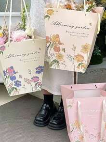 1个梯形礼品包装袋，纸花束手提袋 - 彩色 - 查看 3