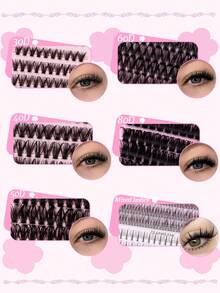 1440pcs, 484pcs, 300pcs, 300pcs, 356pcs D-Curl Eyelash Extension Kit, Includes Eyelash Glue, Remover, Sealer, Applicator Brush And Tweezers, Suitable For Daily Commute Or Festive Celebrations, Easy DIY Eyelash Extension At Home - 黑色 - 查看 5