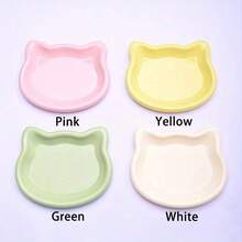 卡通猫造型彩色塑料猫碗，猫咪和小型犬宠物碗 - 适用于干/湿粮和水 - 易于清洁，可盛放干粮、零食和罐装湿粮，也可作为骨头残渣和坚果壳的收纳碗，宠物餐盘，情人节礼物（粉色、白色） - 均碼 - 查看 9