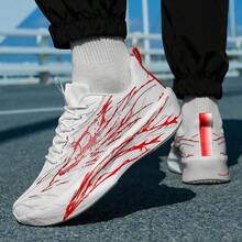 Blitz- und Sternenhimmel Design Herren Sportlaufschuhe, Damen Trainingsschuhe in Große Größen - Rot - Übersicht 7