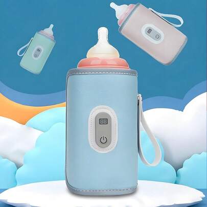 1pc PU Material Baby Bottle Warmer, 5-Level Temperature Adjustment, Portable Outdoor Bottle/Cup Warmer Sleeve, Suitable For Most Bottle Sizes. (Usage Tips: Mainly For Keeping Warm, Not For Rapid Heating. Equipped With Type-C USB Cable, No Built-In Battery, Needs To Be Used With 5V2A Power Adapter. Takes About 1.7 Hours To Heat From 0°C To 57°C, And 30-40 Minutes From 30°C To 57°C.)