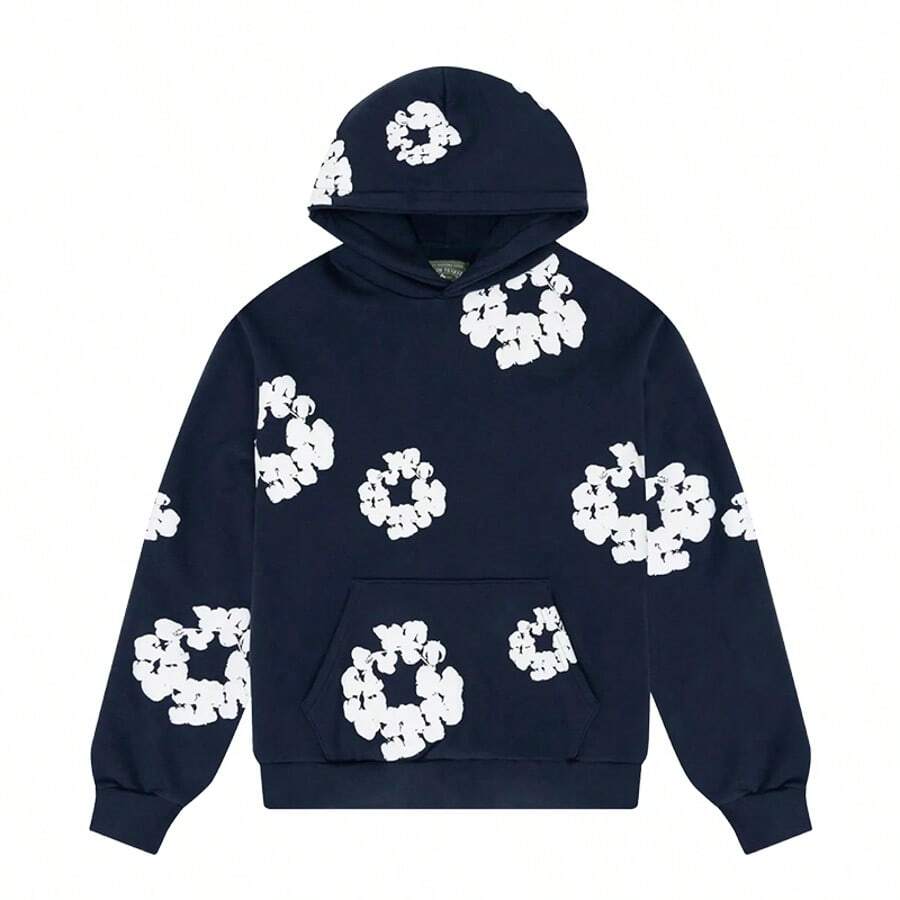 Denim Tears 'The Cotton Wreath'New Item Autumn Winter Hoodie Loose Drop Shoulder Hooded Hot Item Women Sweatshirt Men's Autumn Winter Hoodie Loose Drop Shoulder Hooded Women/Men Sweatshirt , With Modern Men Breathable Technology, Loose Urban Functional Wear, High-End Cotton For Urban Street Style, Loose Silhouette Gender-Neutral Design, Mixed-Color Cotton For Low-Profile, Preferred Choice For Cafes And Hiking - 藏蓝色 - 查看 1