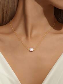 1pc 925 Sterling Silver Necklace For Women 18K Gold Plated CZ Pendant Necklaces Jewelry For Gift For Mom & Daughte Engagement Wedding Birthday Christmas Gifts - Gold - View 4