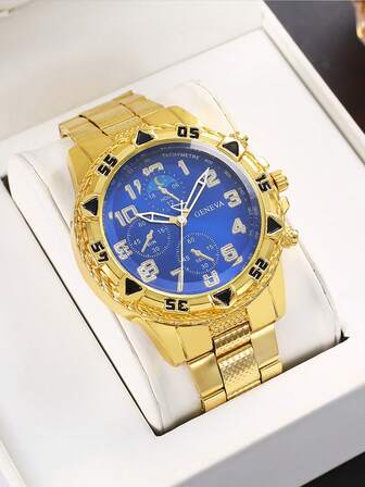 1pc Men's Business Alloy Quartz Watch, Outdoor Luxury Quartz Watch