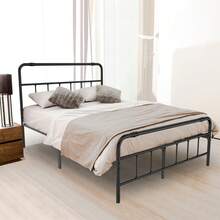 Bed Frame 90x200/140x200/160x200 Cm, Metal Bed, Guest Bed, Youth Bed For Bedroom, Double/Single Bed, Black - Black - View 2