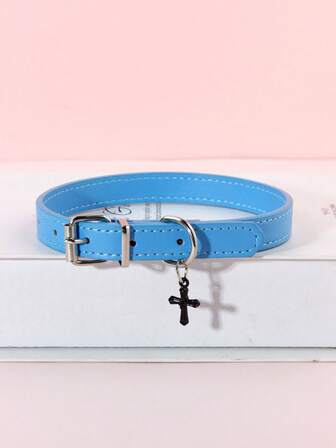 1pc Adjustable Solid Color PU Leather Pet Collar, Suitable For Cats, Small Dogs, Chihuahuas, Dachshunds, Everyday Decorative Necklace