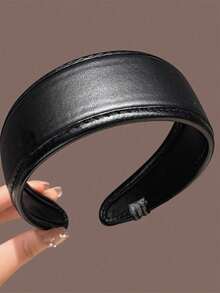 1件复古简约皮革宽发带，新款时尚女士发箍，高冠发圈配饰 - 彩色 - 查看 11