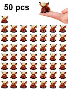 100/50/20/10/1件装迷你高地牛摆件，可爱树脂动物雕塑，3D微缩景观，适用于DIY工艺品、蛋糕装饰、办公室、花园、书桌、派对和桌面装饰、室内/室外展示、秋季家居装饰、圣诞节和新年礼物、日常收藏、节日装饰、派对礼品 - 彩色 - 查看 13