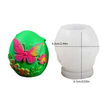 1 Stück Ostereikerze Form mit Relief Schmetterling, Klee, Henne Muster, Ei Gips Harz Kunsthandwerk Ornamente für Ostern Dekorationen und kreative handgemachte Geschenke