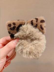 5pcs Cute Plush Rabbit Ear Hair Scrunchies, Random Colors - Multicolor - View 4