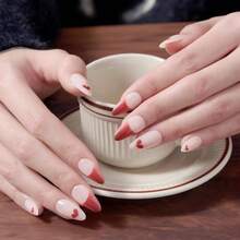 Cat Eye Press On Nails Almond Grey Medium Handmade Fake Nails With Green Glitter Design Glossy Salon Perfect Magnetic Gel Bling Nails In 12 Sizes - 24 Pcs Nails Kit For Women Girls - Sweet Love - 查看 3