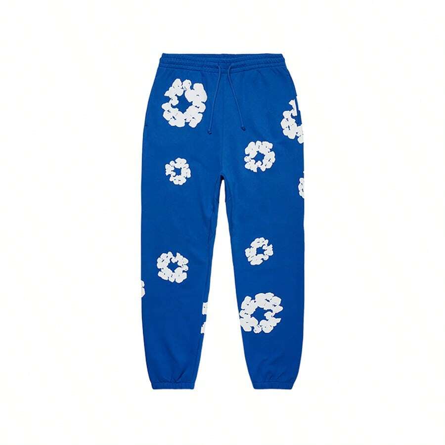 Denim Tears 'Sweatpants 'The Cotton Wreath' Pants Graphic And Drawstring For Unisex Adult - SOLE SERIOUSS, Women's Casual Drawstring With Modern Men Breathable Technology, Versatile Street Style Joggers Suitable For Streetwear, Casual Daily Wear, Weekend Outings, Music Festivals, Social Gatherings And More, Making It A Great Gift For Boyfriends Or Husbands.Sweatpants Sweats Wide For Men Sweat Pants Baggy Sweatpants - 藍色 - 查看 1