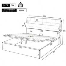 Stilvolles Polsterbett, 160*200, Bett hidráulico, verdeckte Kopfteilablage, Bettkastenablage, PU, mit Lattenrost und mit Kopfteil, ohne Matratze,Weiß - Blanco - Ver 4