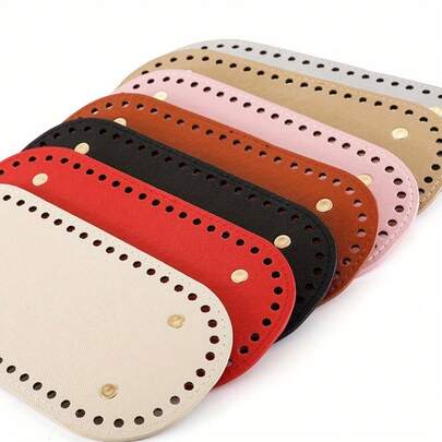 1pc Premium Oval-Shaped PU Leather Bottom Pad - Handwoven, Sewing Accessory & DIY Handbag Making, Pre-Punched Design, Reinforced Durable Waterproof Easy To Operate