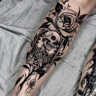 2pcs Temporary Tattoos, Skull & Rose Design, Realistic & Long-Lasting Temporary Tattoos, Waterproof & Scratch-Resistant, Lasts 7-15 Days