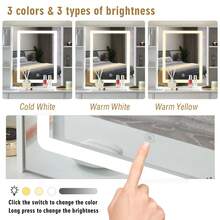 Makeup Desk Large Dressing Table LED Mirror 3 Drawers 2 Cabinets & Stool Vanity - White - View 7