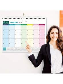1张18个月挂历（2026-2027年）| 2026年1月至2027年6月，13 x 9.6英寸，大字印刷，螺旋装订，带挂钩，包含节假日和儒略日，倒计时方格，可查看过去/未来日期，覆膜纸 - 彩色 - 查看 5