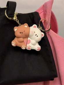 2pcs Premium Personalized Couple Keychain, Suitable For Christmas, Mother's Day, New Year, Birthday, Back To School, Party Gifts - Nâu và Trắng - Xem 3