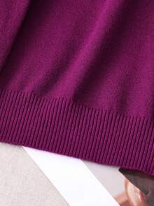 GIGOGOU Pulover tricotat cald pentru femei, mărimi mari, 1XL-4XL, mânecă lungă, toamnă/iarnă - Violet - Vizualizare 4